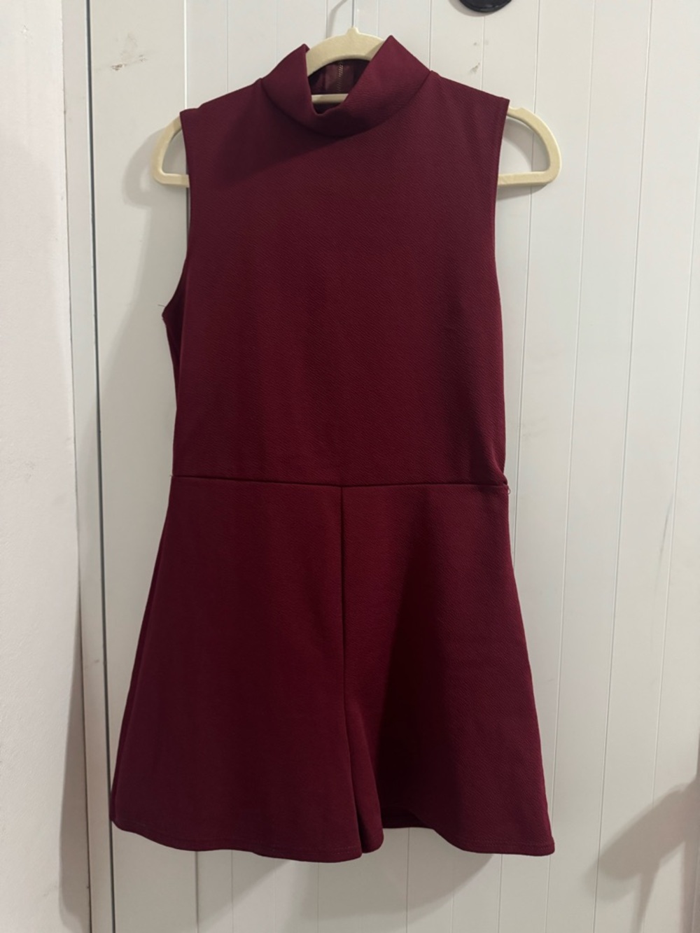 Sleeveless Mock Neck Romper in Deep Wine